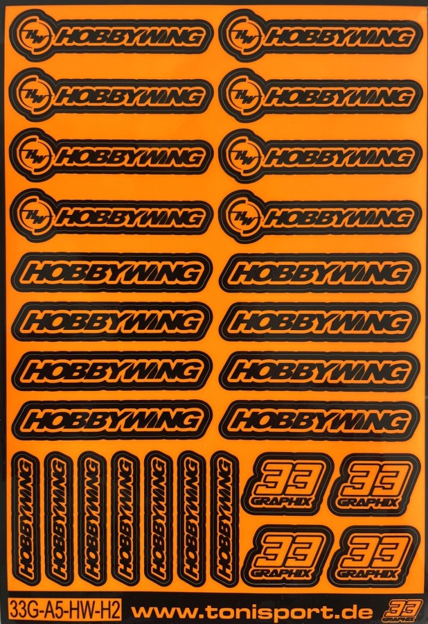 Hobbywing NEON Sticker Sheet by 33Graphix DIN A5 (Assorted Colors)