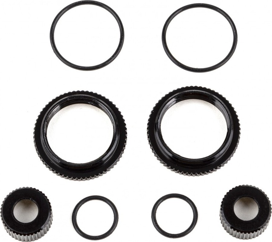 Team Associated 13mm Shock Collar and Seal Retainer Set, black Aluminum