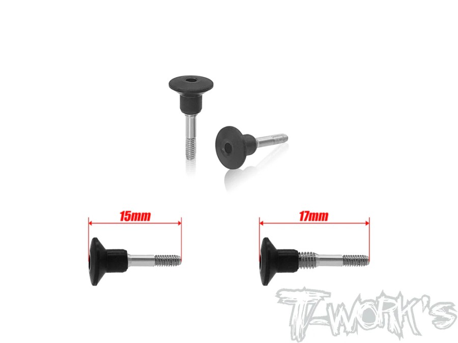 T-Work`s Titan Karosserie Stopper Schraube M2 x 15mm für Awesomatix, Yokomo (2)