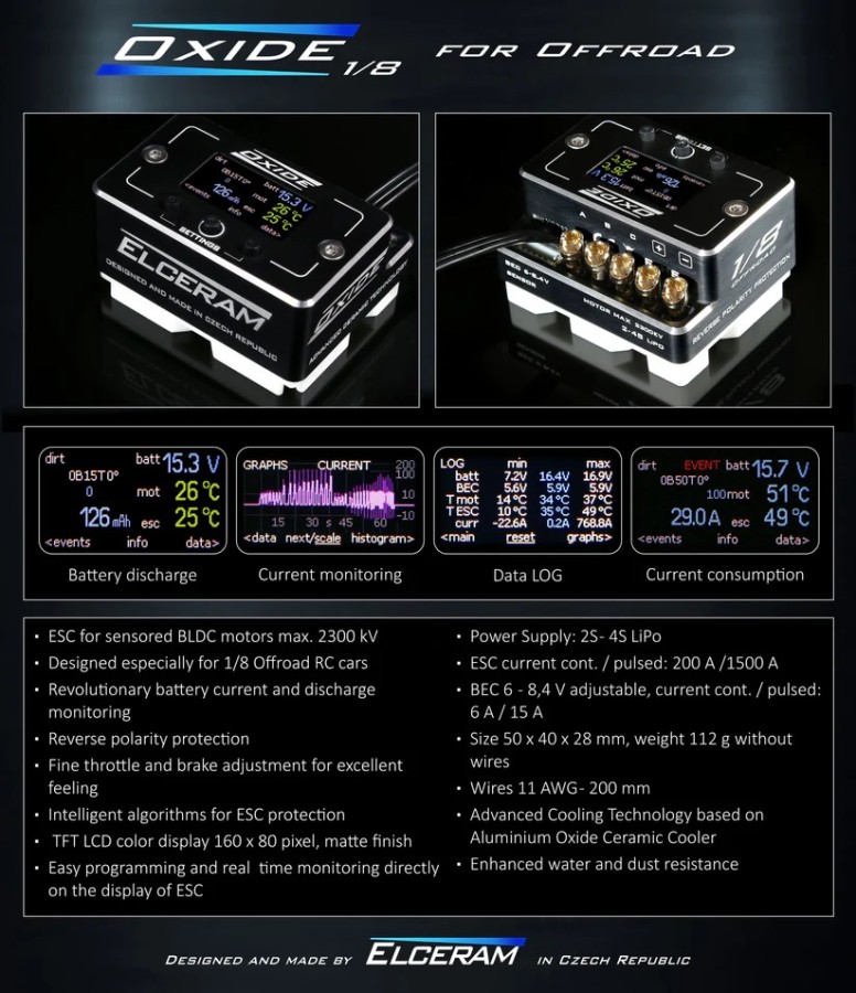 ELCERAM Oxide 1:8 G1 Competition Offroad Brushless Regler ESC