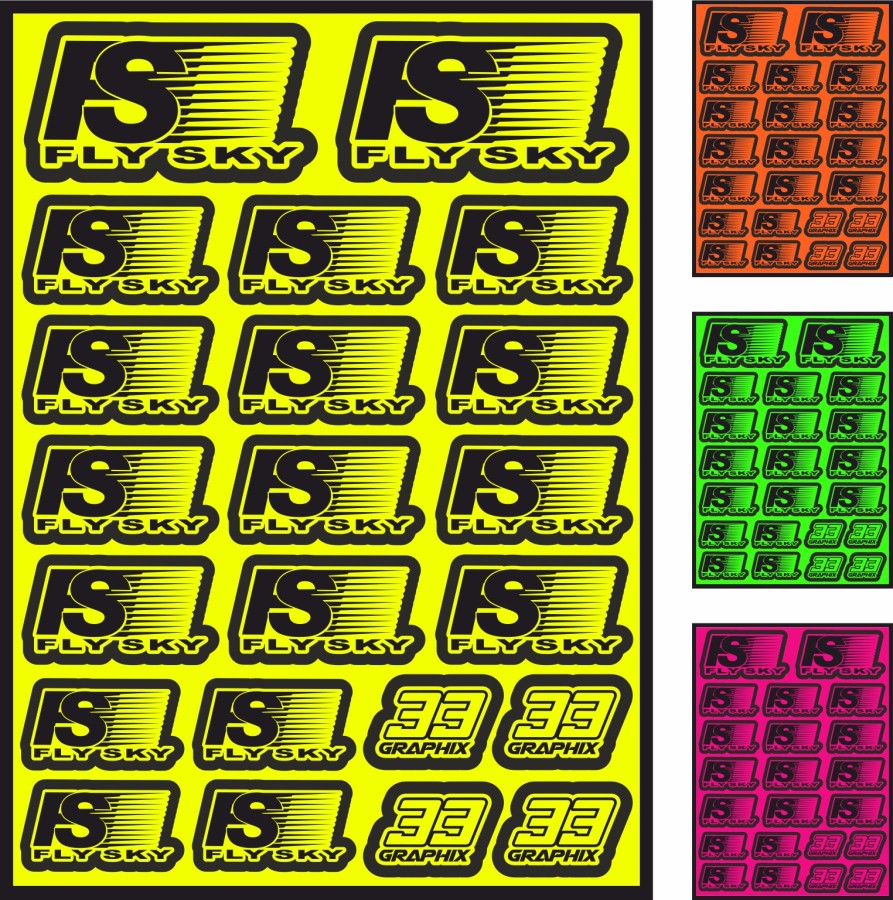 FlySky Neon Aufkleberbogen by 33Graphix DIN A5 (versch. Farben)