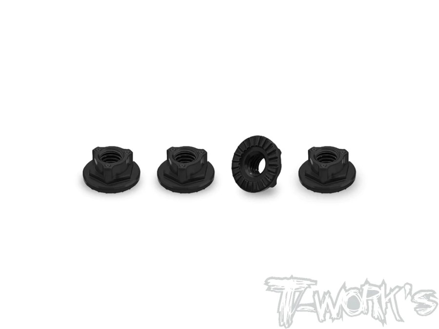T-Work`s Aluminium Radmuttern M4 Selbstsichernd - Schwarz (4)