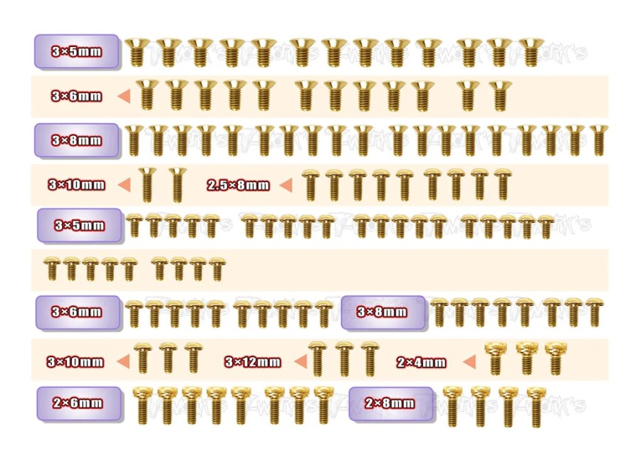 T-Work´s Awesomatix A800R Gold Plated Steel Screw Set (123)