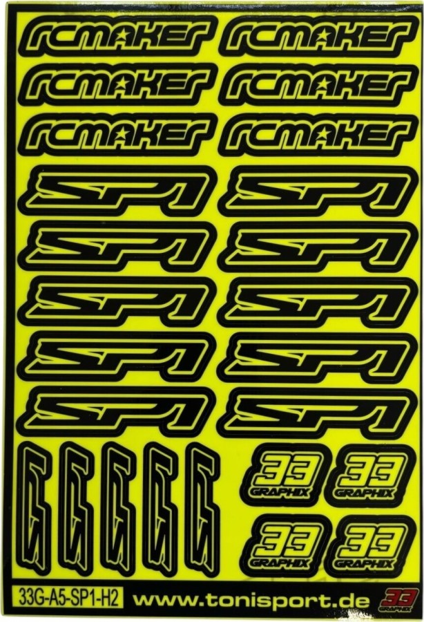 RC MAKER SP1 NEON Sticker Sheet by 33Graphix DIN A5 (Assorted Colors)