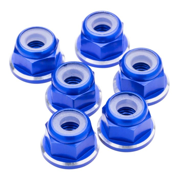 1up Racing M3 Premium Aluminium Muttern Geflanscht +Selbstsichernd - Dunkelblau Shine (6)