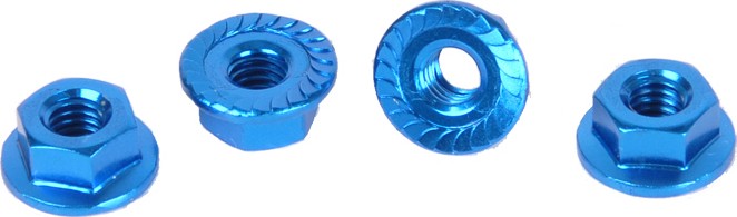 Core RC Aluminuium Radmutter M4 geriffelt - Blau (4)