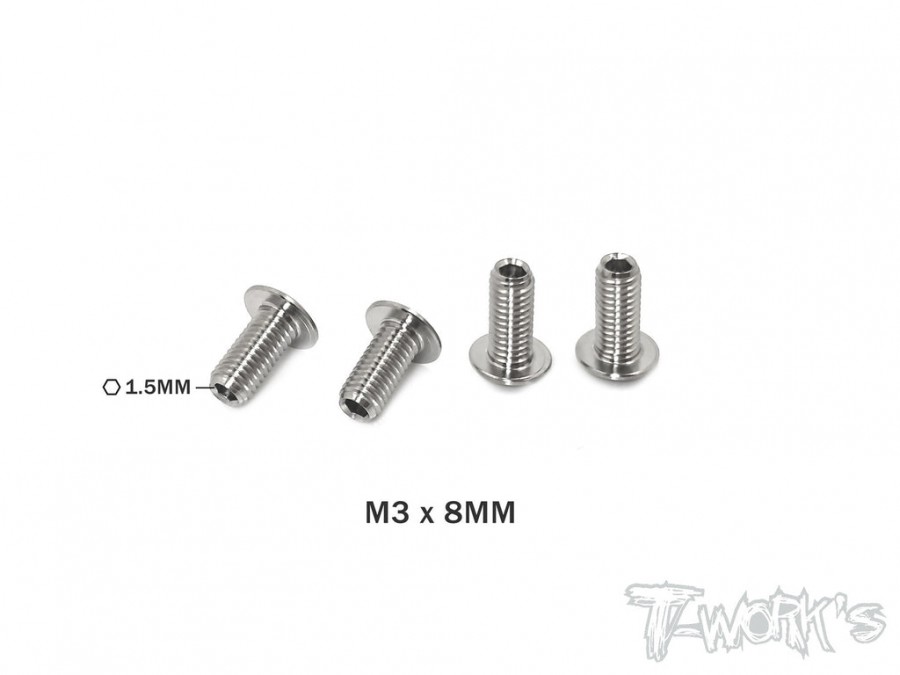 T-Work`s 64 Titanium Down Stop Screws M3 x 8,0mm (4)