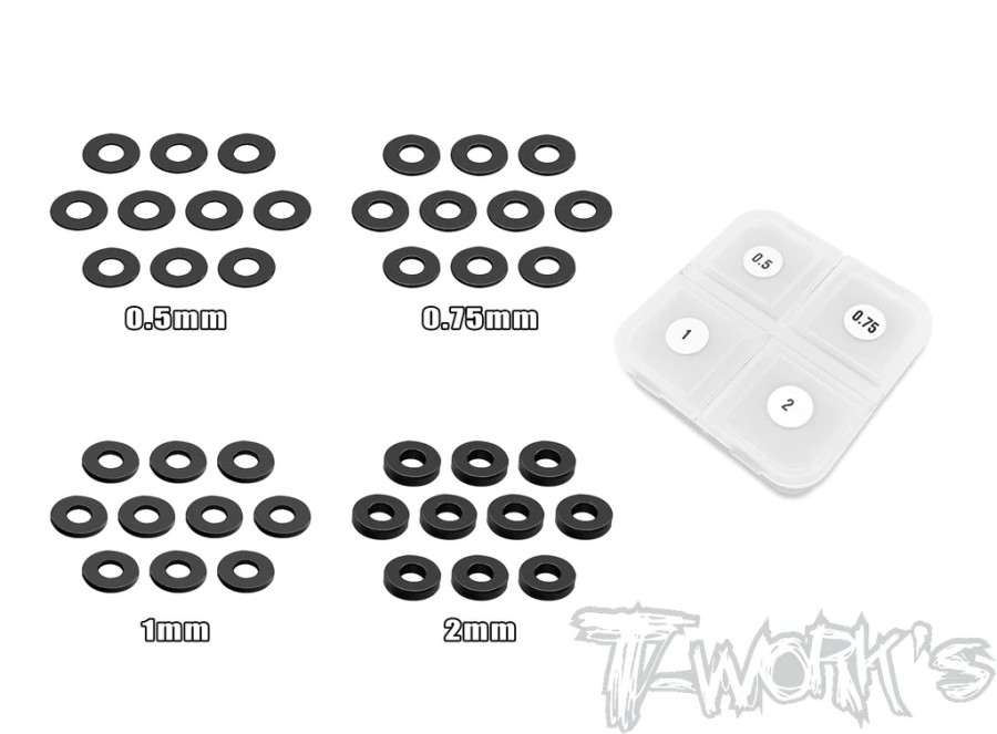 T-Work`s Aluminum Shim Set 3,5 x 8,5mm - Black (40)