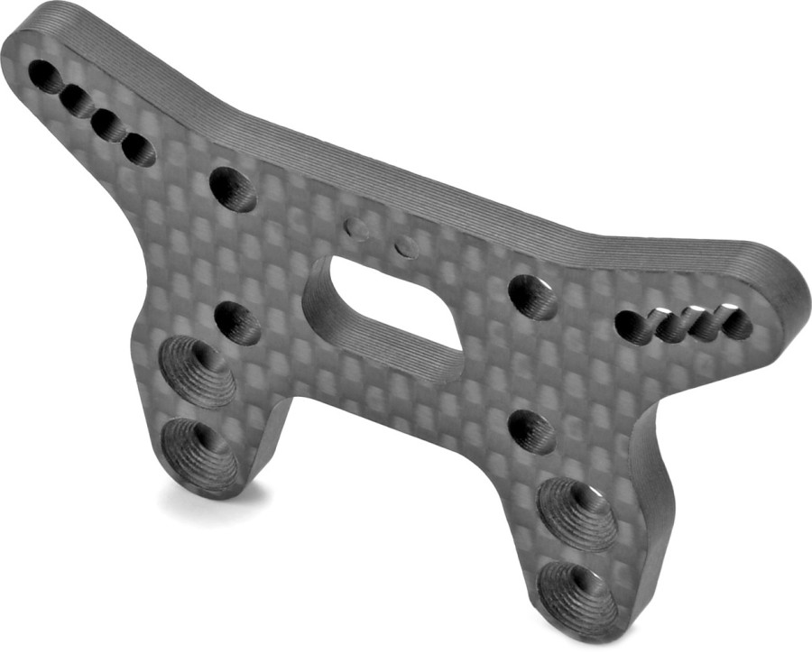 XRAY XB2-2025 Carbon Shock Tower For Bridge Upper Deck - 2-dots - Front (1)
