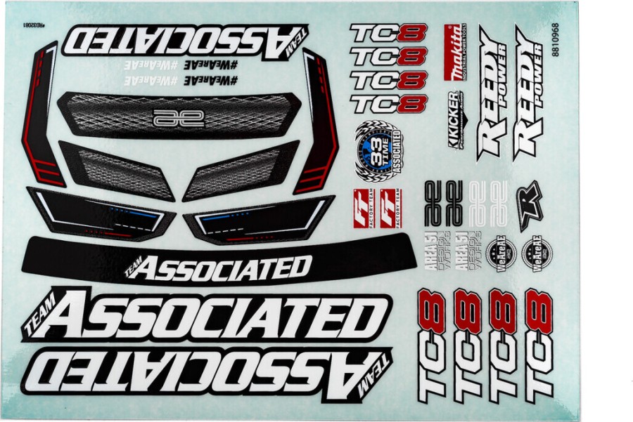 Team Associated TC8 Decal Sheet (1)