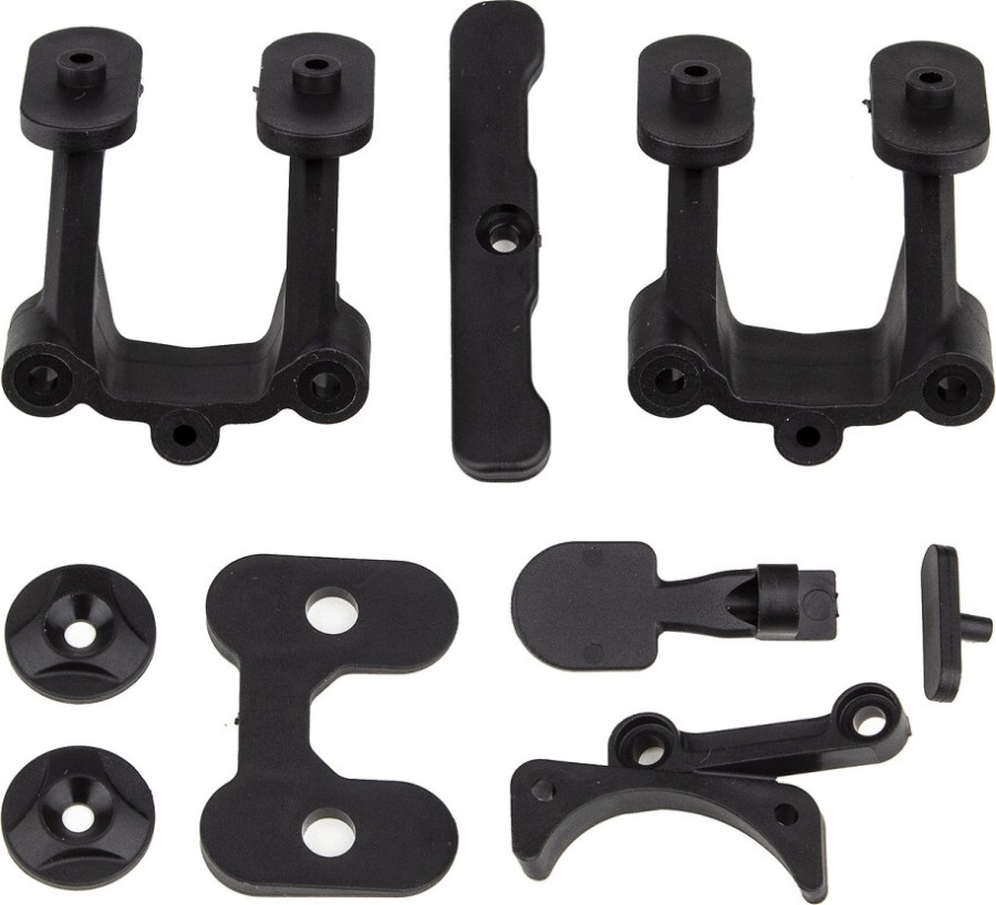 Team Associated RC10B74.2 Rear Body Mount, Wing Mounts, Bumper, Fan Mount