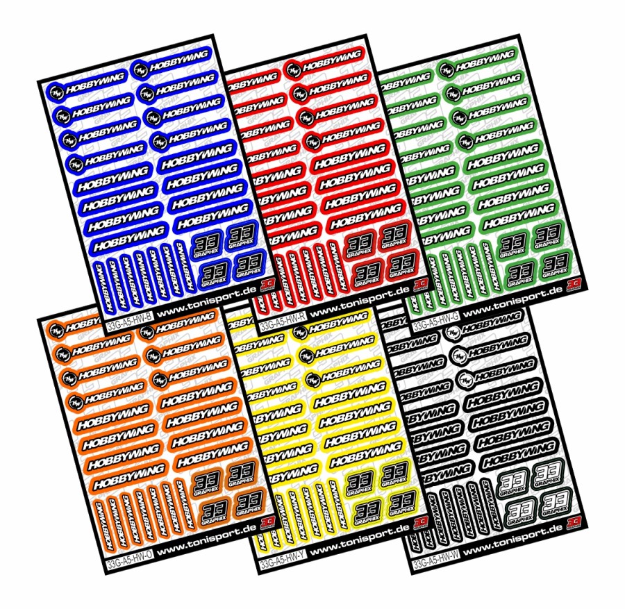Hobbywing Sticker Sheet by 33Graphix DIN A5