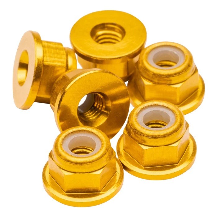 1up Racing M3 Flanged Premium Aluminum Locknuts - Gold (6)