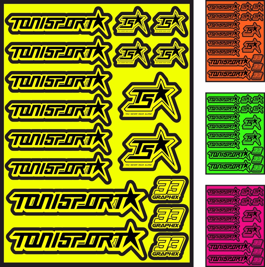 ToniSport Neon Aufkleberbogen by 33Graphix DIN A5 (versch. Farben)
