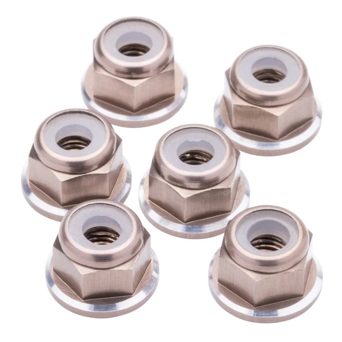1up Racing M3 Premium Aluminium Muttern Geflanscht +Selbstsichernd - Gunmetal Shine (6)
