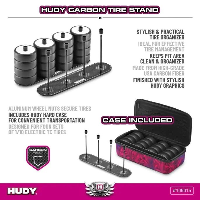 HUDY Carbon Tire Stand 1:10 Touring incl. Hardcase