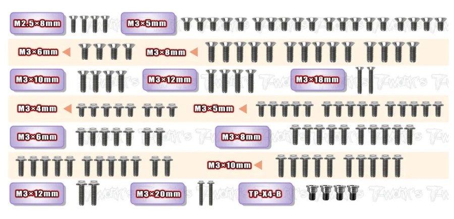 T-Work´s 64 Titan Ufo Head Screw Set for Xray X4-2024 (121)