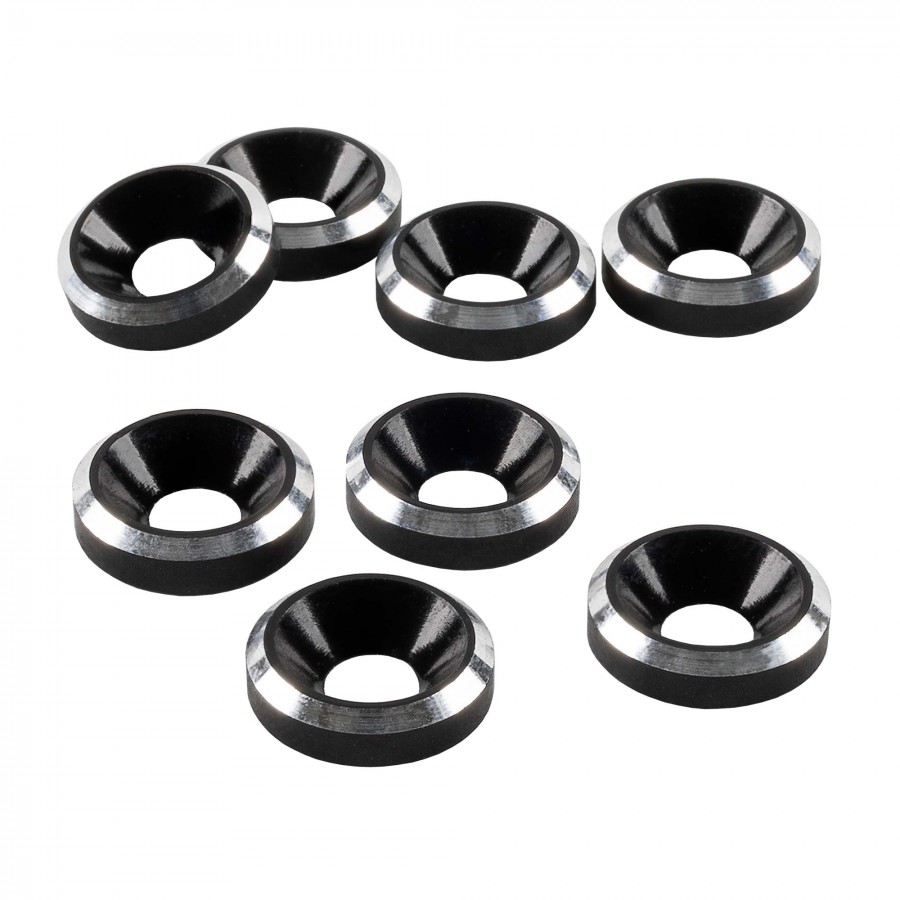 1up Racing Premium Aluminum Countersunk Washers - Black/Silver