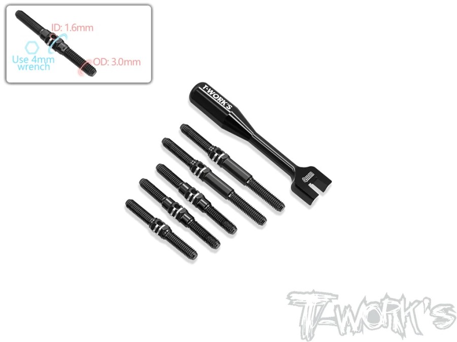 T-Work´s 64 Titanium Turnbuckle Set for Xray X4-2024 - Black