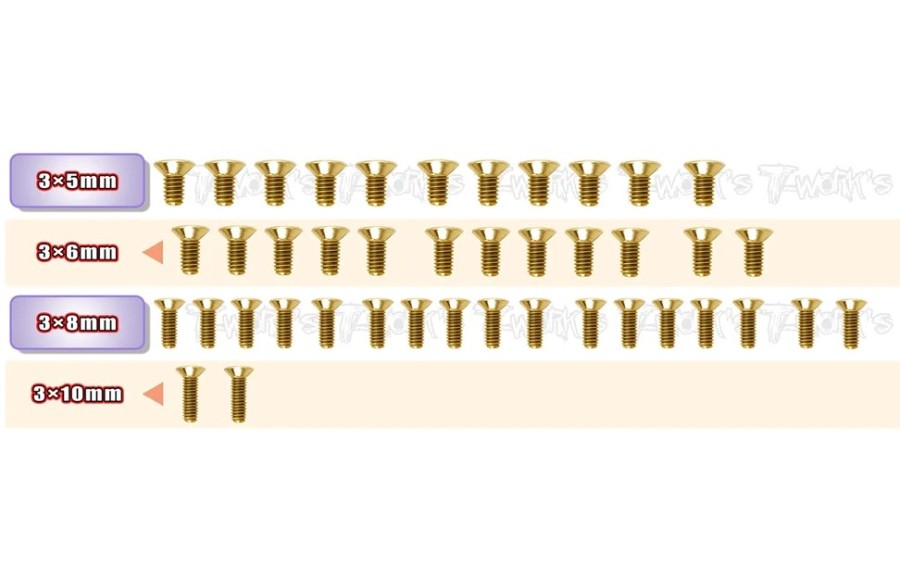 T-Work´s Awesomatix A800R Gold Plated Bottom Steel Screw Set (42)