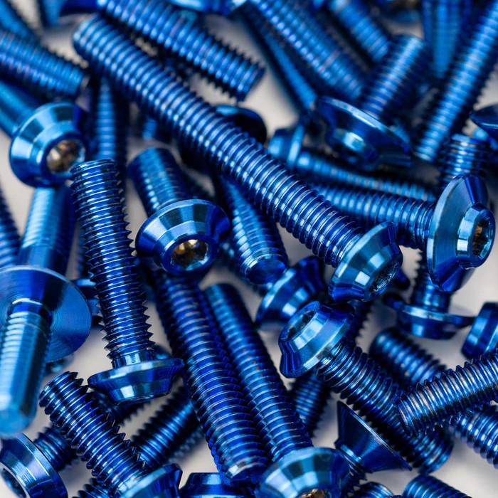 1up Racing Pro Duty Titanium Screw Set (Upper) for Tamiya TRF-421 - Blue
